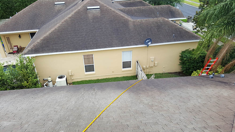 An aerial view of the side of someone's house